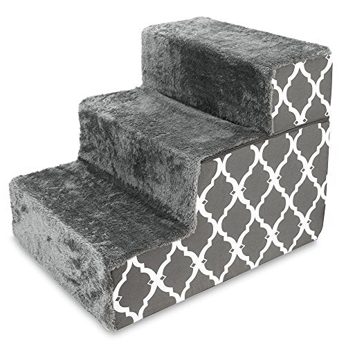Dog Stairs & Steps (Gray Lattice Print / H: 16.5 Inches (Foldable))
