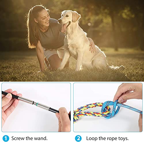 Flirt Pole for Dogs Interactive Chase Toy for Large Medium Small Puppy Dogs (yellow)