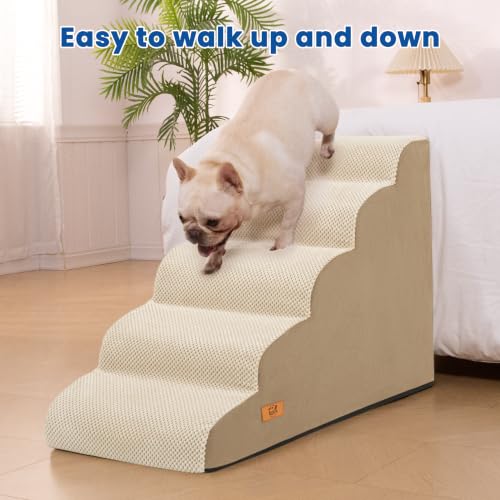 5 Step Dog Stairs for High Bed (Khaki)