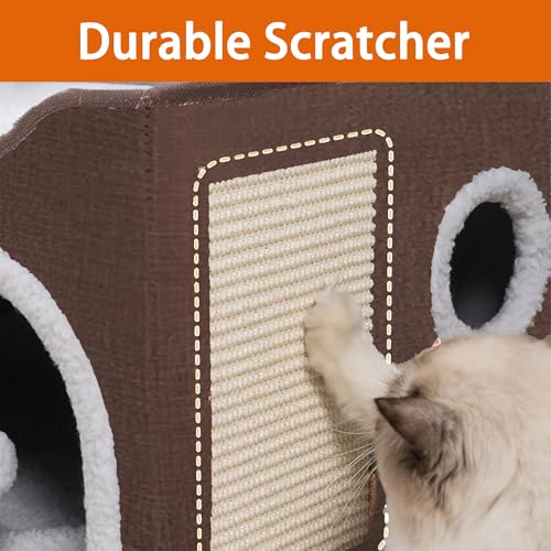 Cat Houses for Indoor Cats (L / Dark Brown)