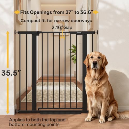 27 36.6 in Wide x 35.5 in High Extra Tall Baby Gate (Black / 27-36.6"W x 35.5"H)