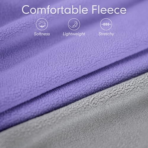 2 Pack Fleece Dog Sweater Pullover Lightweight Reflective Jacket (Large / Purple & Grey)