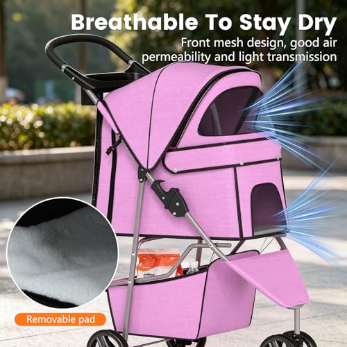 3 Wheel Pet Stroller (Pink)