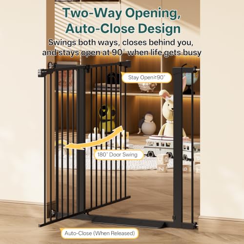 29.6 39.1 in Wide x 35.5 in High Extra Tall Baby Gate (Black / 29.6-39.1"W x 35.5"H)