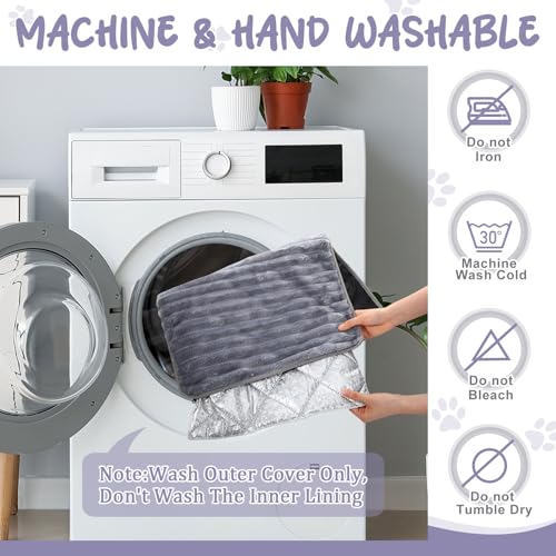 4 Pack Self Warming Cat Bed 24"x18" Self Heating Dog Cat Pad Bulk Crate Mat Extra Warm Thermal Big Pet Pad for Indoor Outdoor Pets Houses with Removable Washable Cover Non Slip (Grey)
