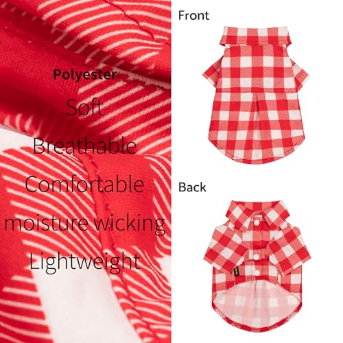 Gingham Plaid Dog Shirt (Small / Red)