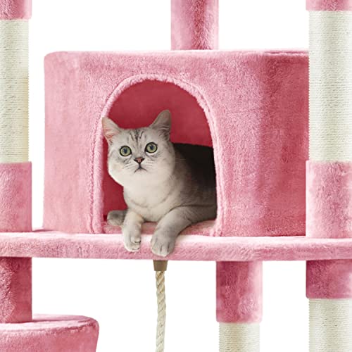 79in Multi Level Cat Tree for Multiple Cats with 9 sisal Posts (Pink)