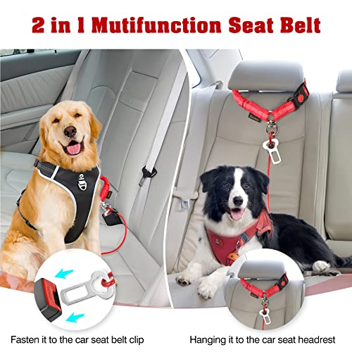 Chew Proof Dog Car Seat Belt (Red / 2 Pack)