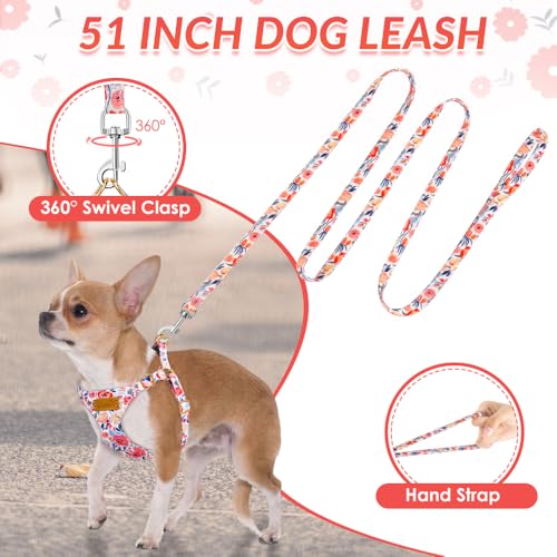 No Pull Dog Harness with Leash for Small Medium Dogs (Small(11-17.5lb) / Flower)