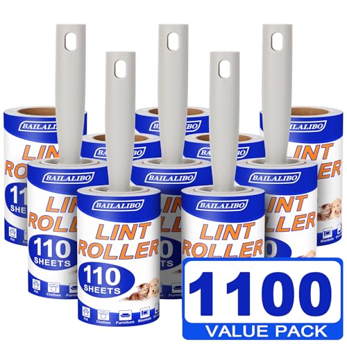 Lint Roller for Pet Hair (5 Handles + 10 Refills（1100 Sheets）)
