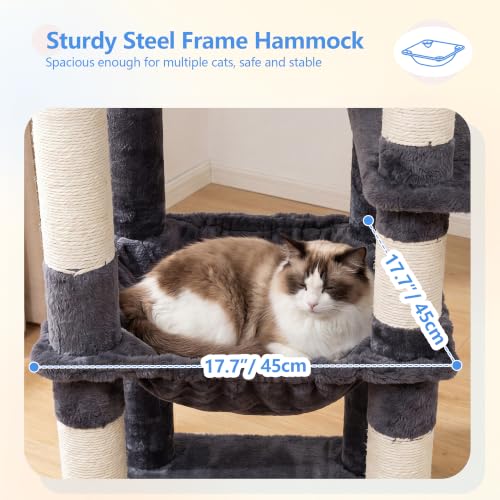 53.1" Corner Cat Tree for Large Cats (53 inch / Smoky Gray)