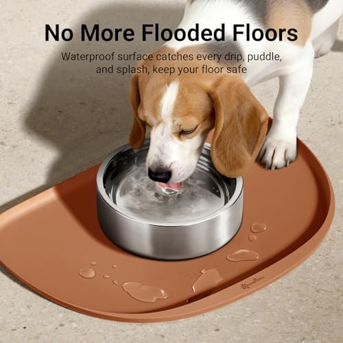 Dog Food Mat Silicone Waterproof Feeding Mat (24"L x 17"W / Coral)