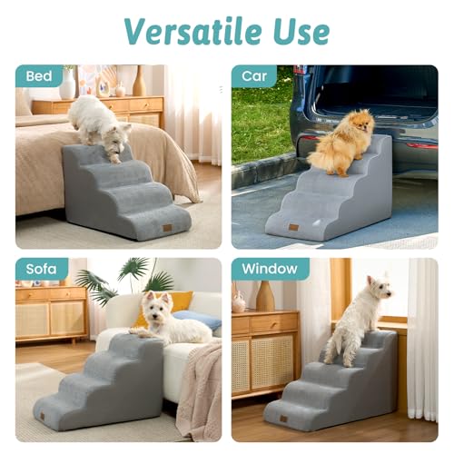 Wide Dog Stair for Small Dog 22.6" H (Grey / Wide:17.7"x33"x22.6")