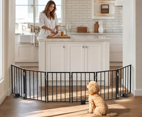 Small Dog Gate Indoor (Black / Up to 72" W, 16.5" H)