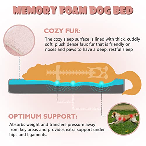 Memory Foam Orthopedic Large Dog Bed (Pink / X-Large-41"x 29" x 3.5")