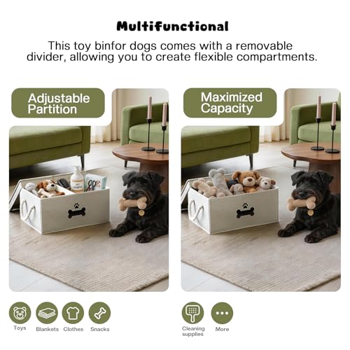 Dog Toy Basket with Double (Gray / Large)