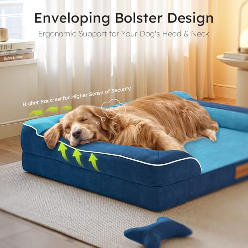 Dog Beds for Large Dogs (Navy Blue / Large(36"L x 27"W x8.5"Th))