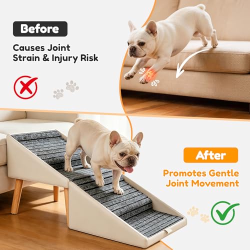 17" H Dog Stairs for Small Dogs (Beige / 17" H)