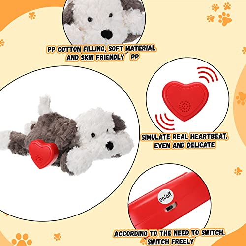 2 Pack Puppy Heartbeat Toy Stuffed Puppy for Sleep Aid Plush Animals Dog Toy with Beating Heart Relief Separation Anxiety Training Behavioral