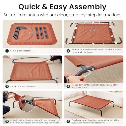 Elevated Cooling Dog Bed for Medium Dogs (Terracotta / 43" X 31.5" X 8")