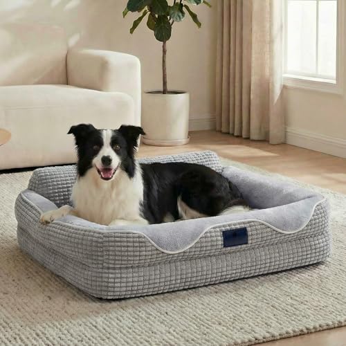 Square Dog Bed Medium Size Dog (Light Gray / 36"L x 26"W x 8"H)