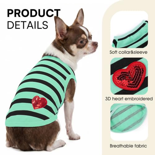 Dog Striped Shirts for Large Dogs (Turquoise-Vest / Large)