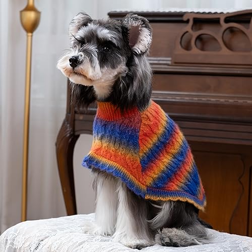 Rainbow Mohair Dog Sweater Cloak (X-Large(Back Length 16") / Rainbow 2)