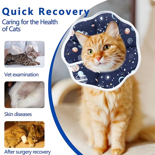 Soft Adjustable Cat Cone Collar (Dark Blue / Medium)