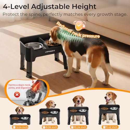 Mess Proof Elevated Dog Bowls for Small Dogs with Slow Feeder (Matte Black / Small)