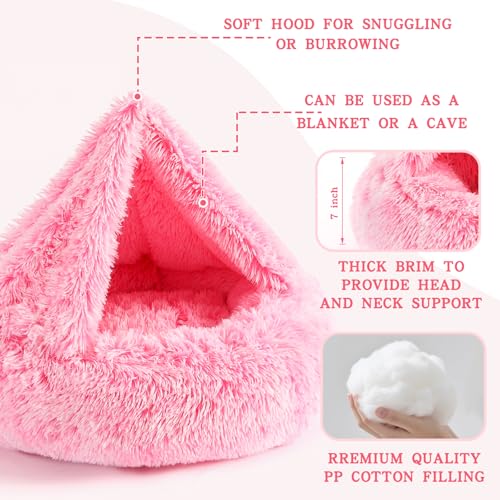 Calming Donut Dog Bed (Gradient Pink / Small 19.7''x19.7''x7'')