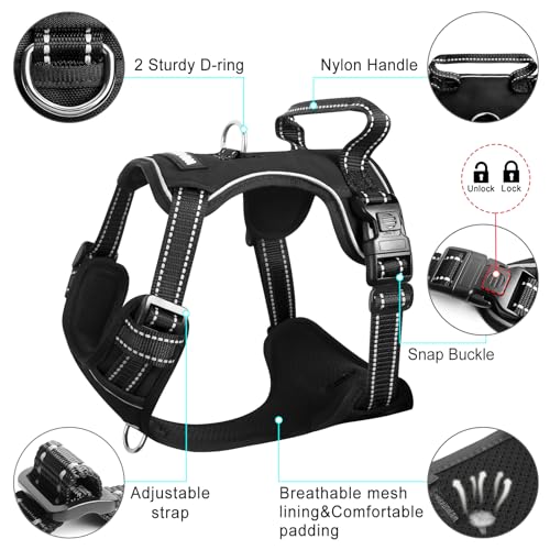 Dog Harness No Pull (Medium / Black)