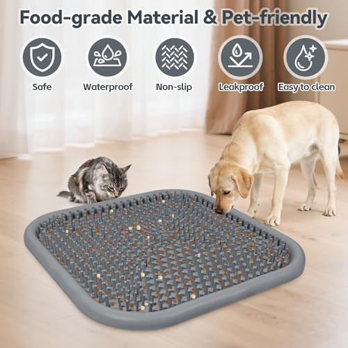Snuffle Mat for Dogs 23.6" x 23.6" Silicone Large Slow Feeder Mat (Grey:23.6"x23.6")