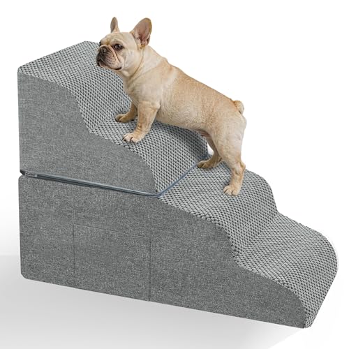 Dog Stairs for Bed (Grey / 4-Step 19"H)