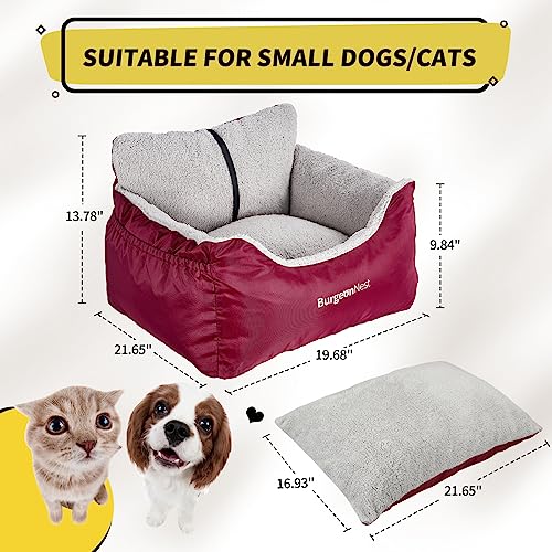 Dog Car Seat for Small Dogs & Cats Under 25 lbs (Red / Small)