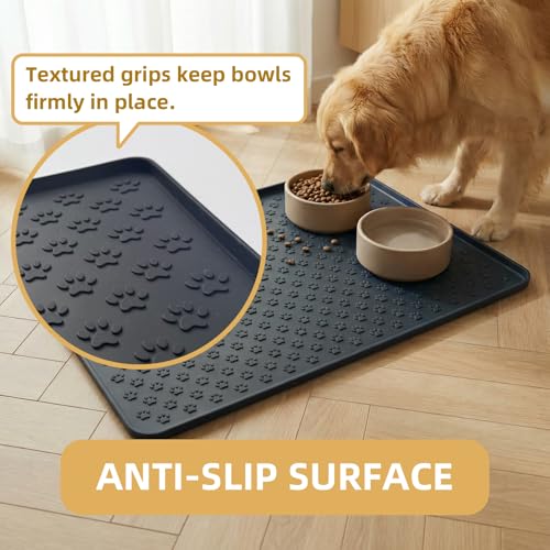 Silicone Dog Food Mat (23.6” x 15.9” Black)