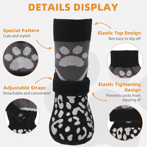 Dog Socks for Hot (Black+grey / Small (4 Pack))