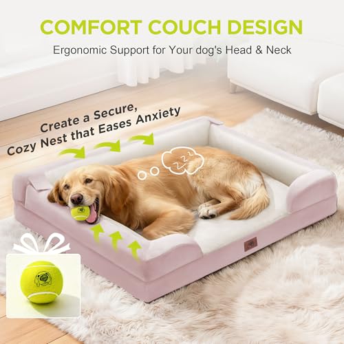 Waterproof Orthopedic Dog Bed for Extra Large Sized Dogs (45 x 35 x 9 in / Pink)