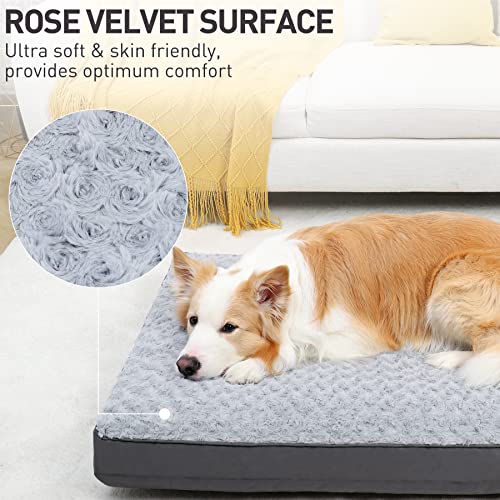 Washable Dog Crate Bed Waterproof for Large Dogs (Light Grey / 41.0"L x 27.0"W x 3.0"Th)