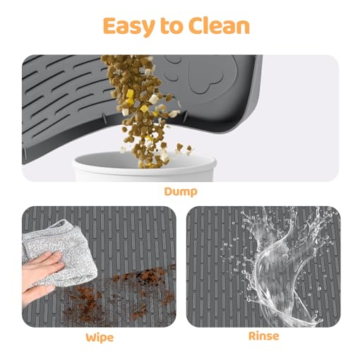 Dog Food Mat 40''x40'' Extra Large Dog Mat for Food and Water (40"L x 40"W / Dark Grey)