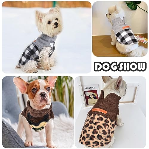 Fleece Dog Sweater Stretchy Pullover Dog Sweatshirt Jacket Lightweight Pet Clothes Coats for Small Dogs Pet Doggie Outfits Clothing Cat Apparel (Grey Plaid / X-Small (Chest 13in ))