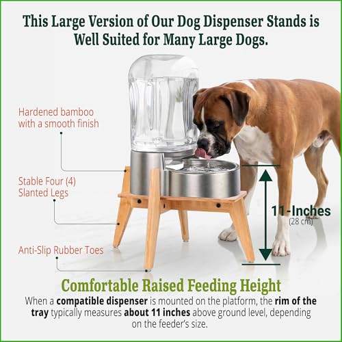 Dog Water and Food Dispenser Stand for Large Dogs (Large (Rectangular) / Bamboo-DL)