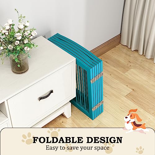 Freestanding Pet Gates with Walk Through Door (6 Panel 24" / Blue)