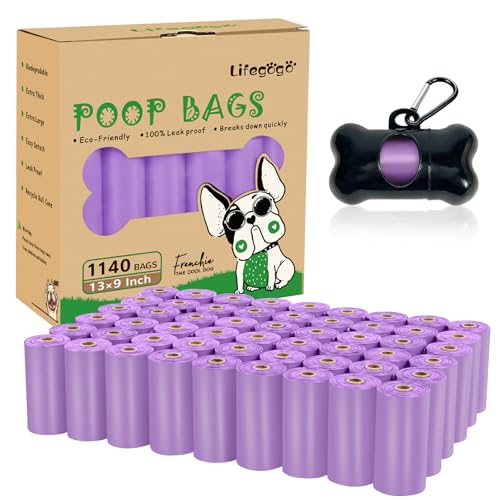 Dog Poop Bags Rolls (Purple / 20 Count (Pack of 57))