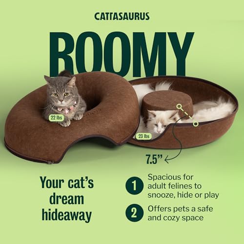 Peekaboo Cat Cave Donut for Multiple & Large Cats up to 30 (Brown / Large)