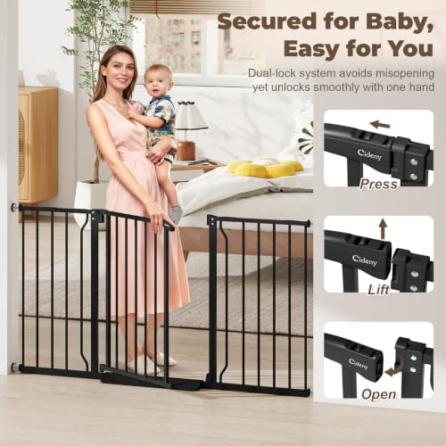 29" 55" Wide Baby Gate for Stairs & Doorways (Black / 29-55"Wide, 30"Tall)