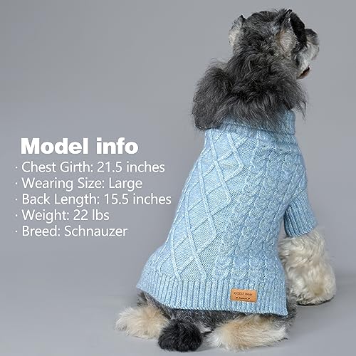 Dog Sweater for Small Medium Dogs Turtleneck Thick Knit with Sleeves (X-Large (30-42lbs) / 08# Blue)