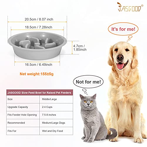 Dog Slow Feeder (2 Cups-Fit Opening 7.5"-8"Feeder / A-Light Grey)