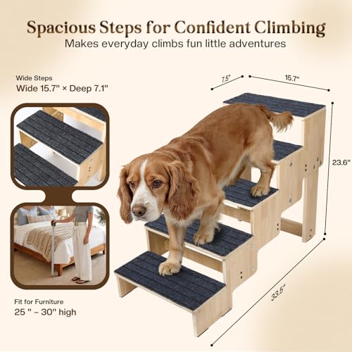 5 Step Wooden Dog Steps for Bed