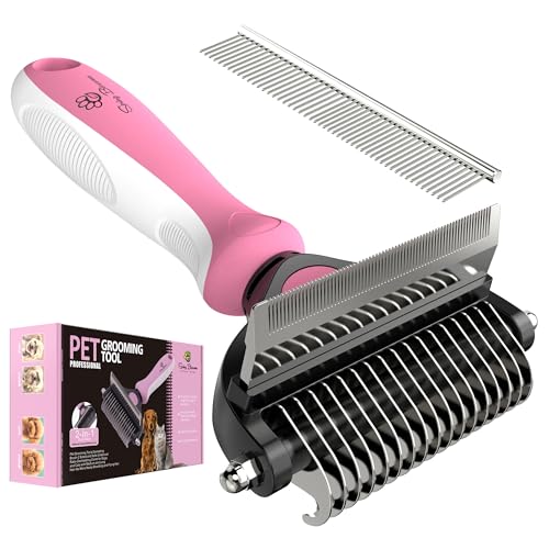 2 in 1 Professional Grooming Rake for Cats & Dogs (Purple)