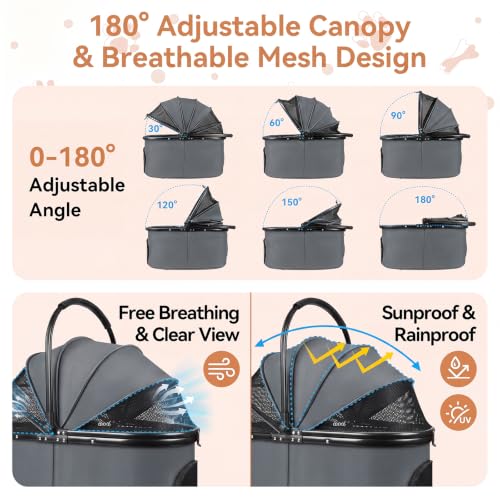 Heavy Duty Pet Stroller (Grey)